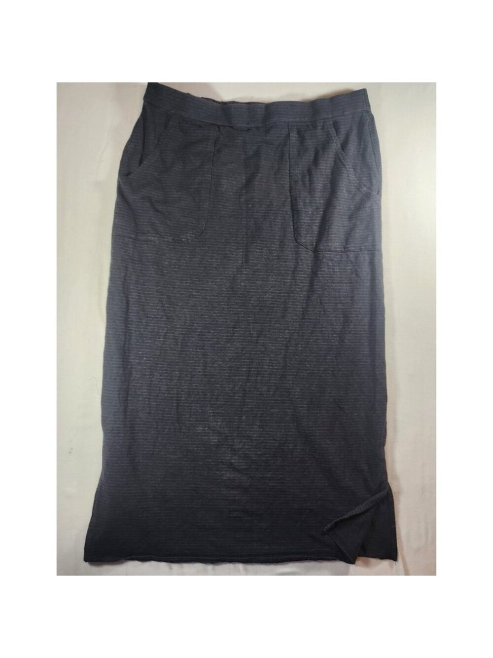 Prana Hemp laganlook Organic Cotton Midi Skirt‎ Charcoal Gray Space Dye Pockets